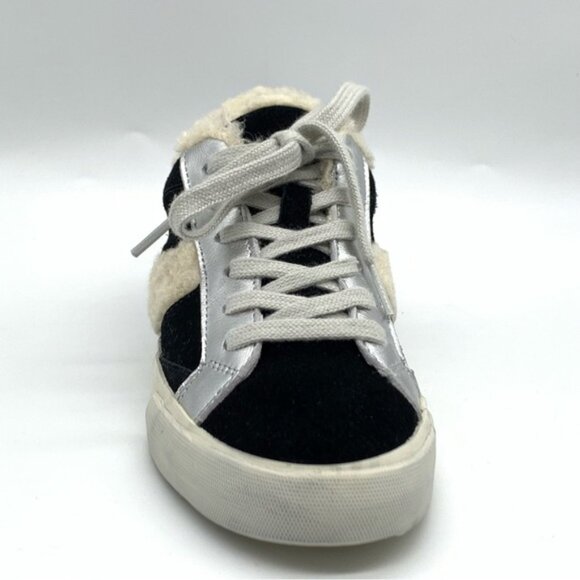 MARC FISHER LTD Mello Faux Fur-Trim Sneakers in Black Suede - Picture 3 of 13